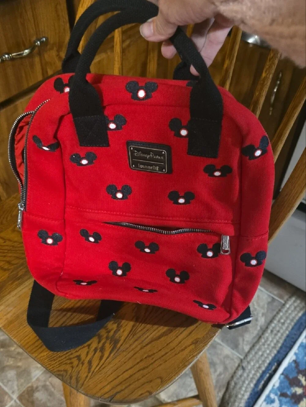 Loungefly Red Minnie Head Kids Backpack with Black Accents